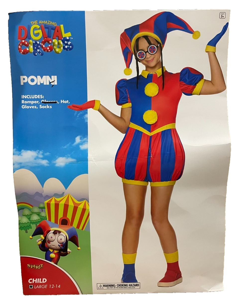 The Amazing Digital Circus POMNI Spirit Halloween Child Costume Large 12-14 READ
